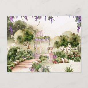 Cartão Postal Watercolor Dreamy green jarden elegante