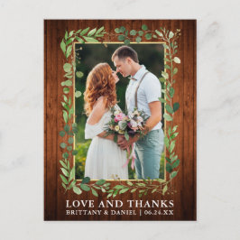 Cartão Postal Watercolor Eucalyptus Wood Dourado Love and Obriga