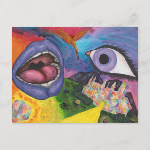 Cartão Postal Watercolor Fantasy Dimensões Mulher Superreal