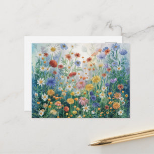 Cartão Postal Watercolor Flores Selvagens, Coloridas