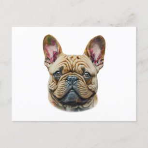 Cartão Postal Watercolor French Buldog