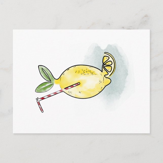 Cartão Postal Watercolor Fresh Lemon (Frente)