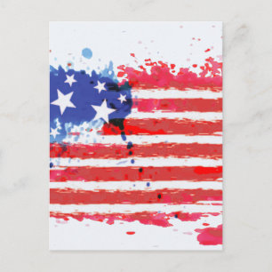 Cartão Postal watercolor grunge American Flag