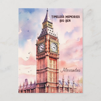 Cartão Postal Watercolor Iconic Landmark City London Big Ben