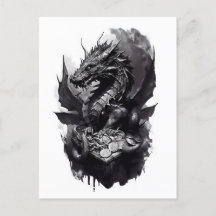 Watercolor ink of northern mythology Fafnir dragon