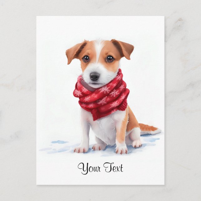 Cartão Postal Watercolor Jack Russell Terrier Puppy Dog (Frente)