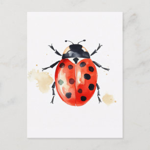 Cartão Postal Watercolor Ladybug