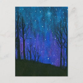 Cartão Postal Watercolor Landscape Art Night Sky Stars Universo