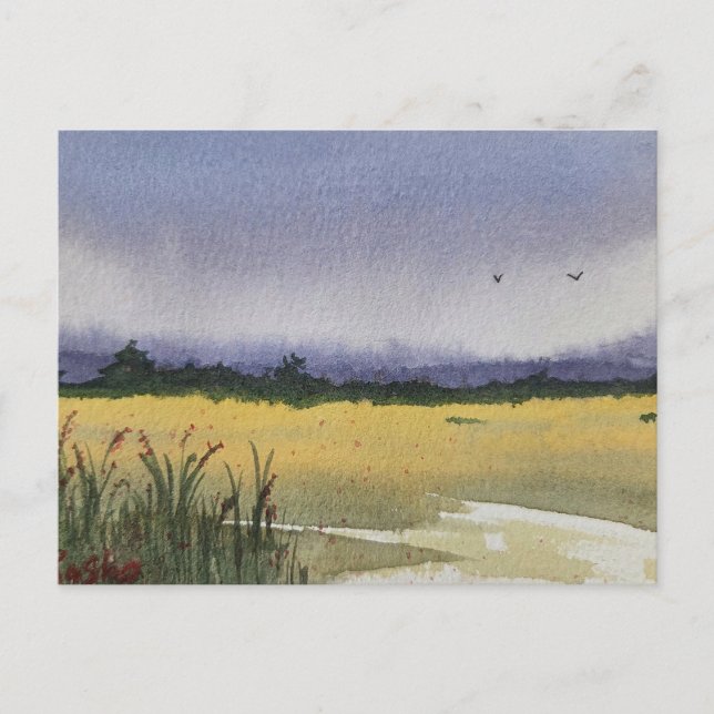 Cartão Postal Watercolor Landscape Painting  (Frente)