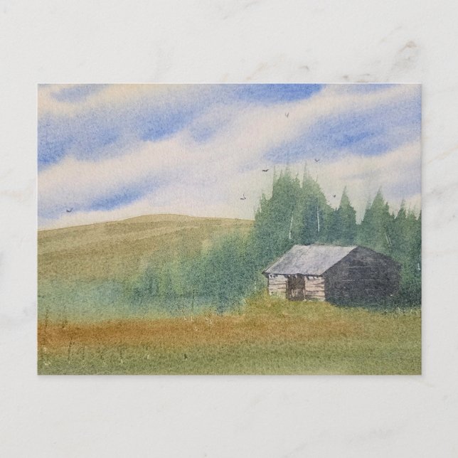 Cartão Postal Watercolor Landscape Painting (Frente)