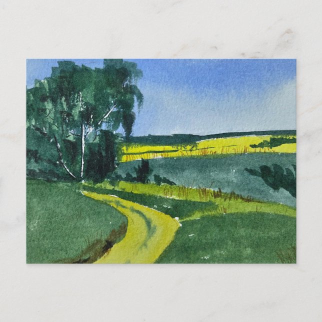 Cartão Postal Watercolor Landscape Painting  (Frente)