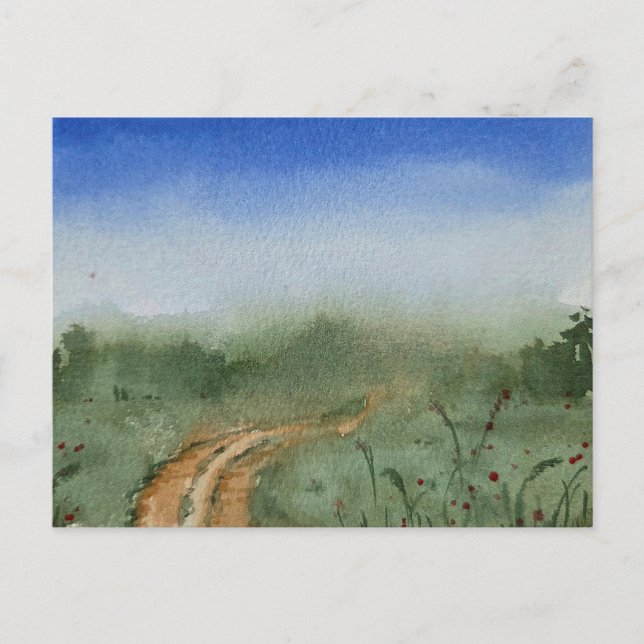 Cartão Postal Watercolor Landscape Painting  (Frente)