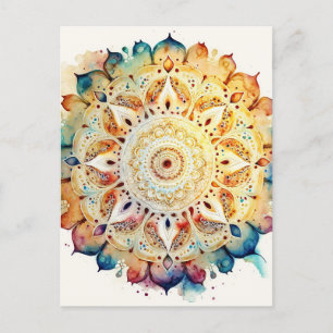 Cartão Postal Watercolor Mandala