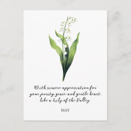 CARTÃO POSTAL WATERCOLOR MAY LILY OF THE VALLEY BIRTH FLOWER 