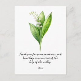 CARTÃO POSTAL WATERCOLOR MAY LILY OF THE VALLEY BIRTH FLOWER 