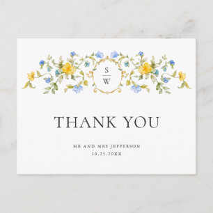 Cartão Postal Watercolor Meadow Wildflower Boho Obrigado