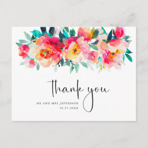 Cartão Postal Watercolor Meadow Wildflower Boho Obrigado