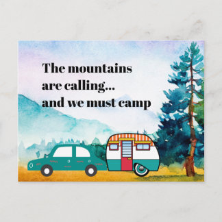 Cartão Postal Watercolor Mounts Carro e Camper Novo Endereço Po