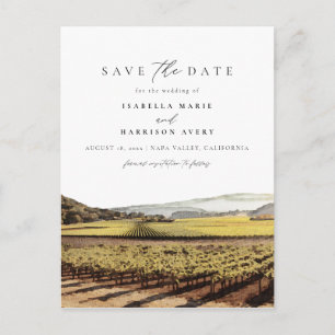 Cartão Postal Watercolor Napa Valley Sonoma California Vinyeard