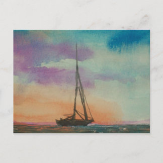 Cartão Postal Watercolor — Navegação por Sunset