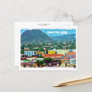 Cartão Postal Watercolor Oranjestad, Aruba