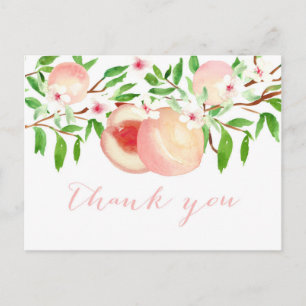 Cartão Postal Watercolor Peaches obrigado a anotar o chá de fral