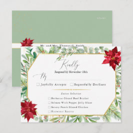 Cartão Postal Watercolor Poinsettia Holiday Wedding RSVP