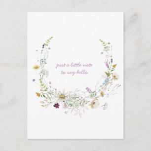 Cartão Postal Watercolor Primavera Wildflower Pensando em você