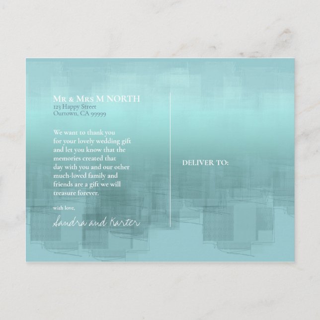 Cartão Postal Watercolor Reflections Obrigado YouTeal ID774 (Verso)