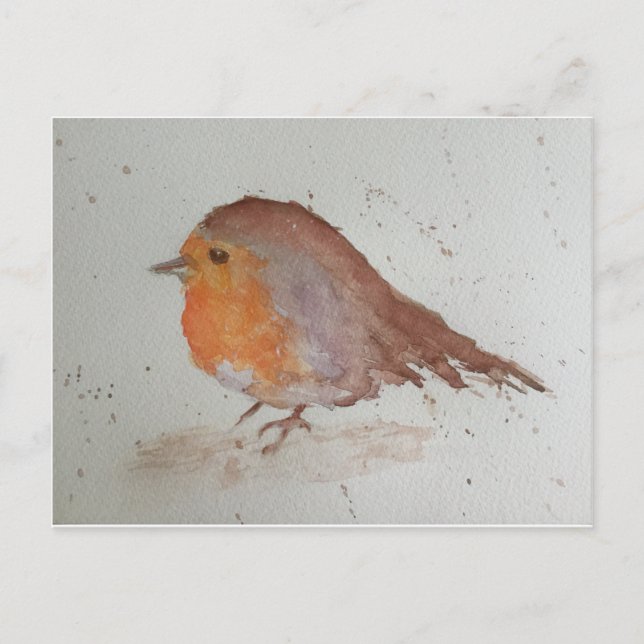 Cartão Postal Watercolor Robin (Frente)