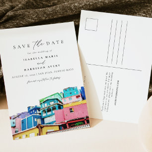 Cartão Postal Watercolor San Juan Porto Rico Imóveis Coloridos