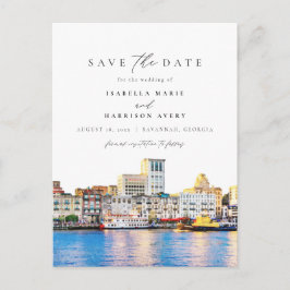 Cartão Postal Watercolor Savannah Georgia - Destino Skyline