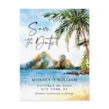 Watercolor Sea Beach Palm Wedding Salvar a Data