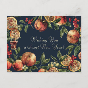 Cartão Postal Watercolor Shana Tova - azul e amarelo