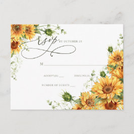 Cartão Postal Watercolor Sunflowers Country Garden Floral RSVP