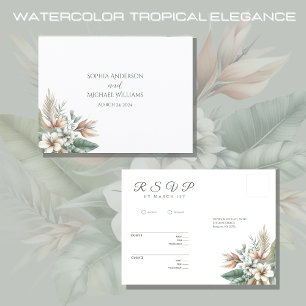 Cartão Postal Watercolor Tropical Elegance-RSVP-Casamento-