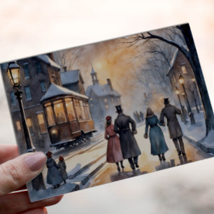 Cartão Postal Watercolor Vintage Victorian Street