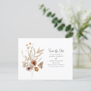 Cartão Postal Watercolor Wildflower Salva a Data