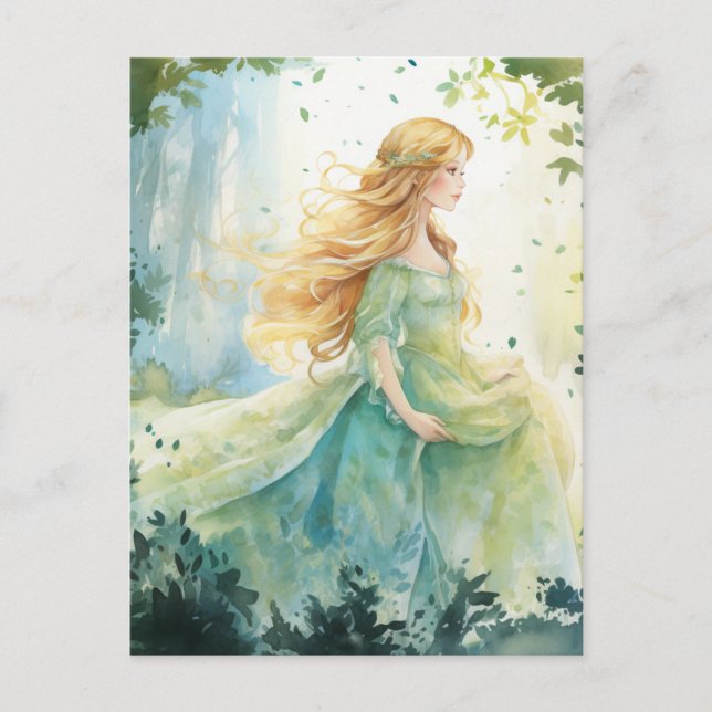 Cartão Postal Watercolour Forest Princess (Frente)