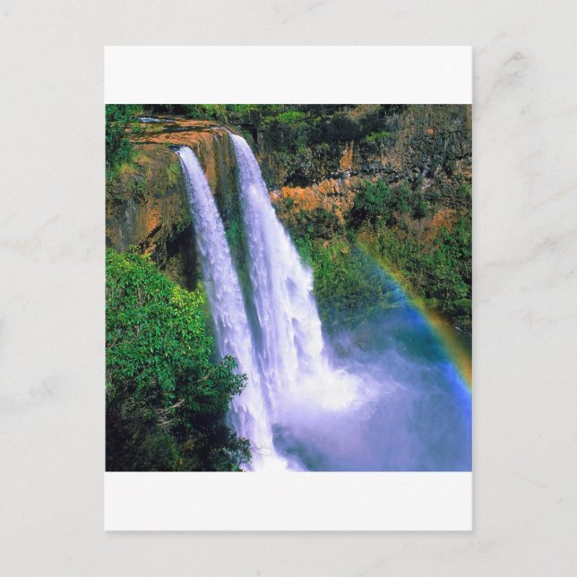 Cartão Postal Waterfall Wailua Kauai Hawaii (Frente)