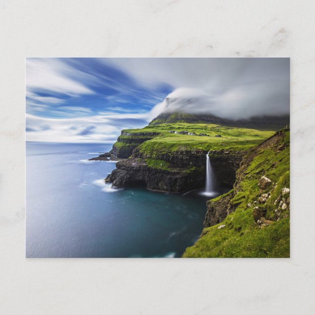 Cartão Postal Waterfalls | Faroe Islands, Denmark (Frente)