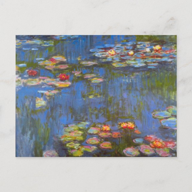 Cartão Postal Waterllies por Claude Monet (Frente)