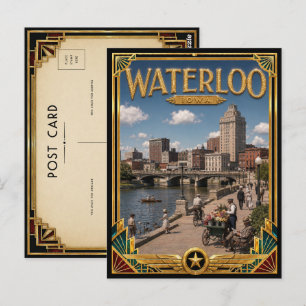 Cartão Postal Waterloo Iowa Vintage Arte Deco Idade Dourada