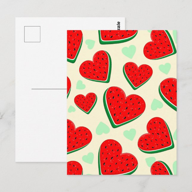 Cartão Postal Watermelon Heart Dia de os namorados Palestina Liv (Frente/Verso)