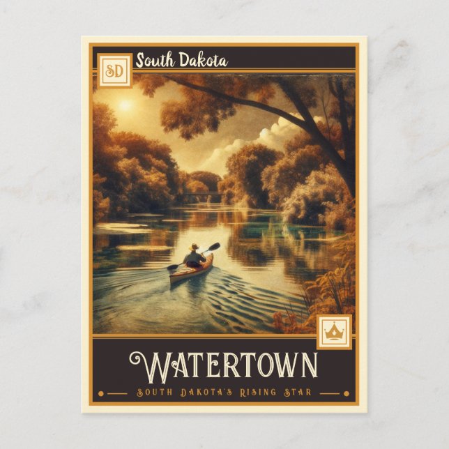 Cartão Postal Watertown (Dakota do Sul) | Vintage (Frente)