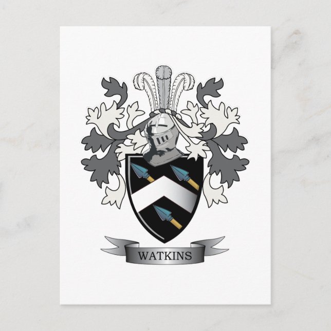 Cartão Postal Watkins Family Crest Casaco de Braços (Frente)