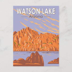 Cartão Postal Watson Lake Arizona Art Vintage