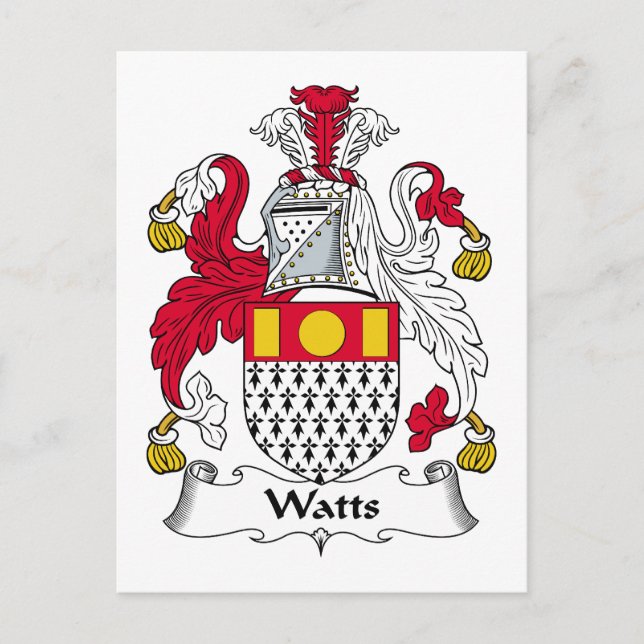 Cartão Postal Watts Family Crest (Frente)