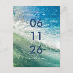 Cartão Postal Wave Beach Ocean Wedding Save the Date