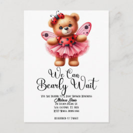 Cartão Postal We Can Bearly Wait Girl Baby Shower Invitation
